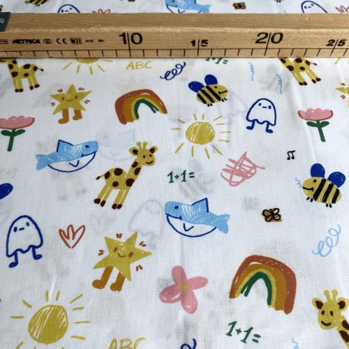 Pamutvászon, Gyerekrajzok, Fehér  