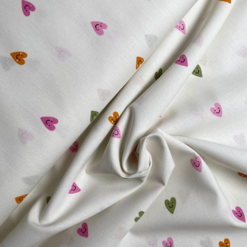 Pamutvászon, Szívecskék, Ekrü  