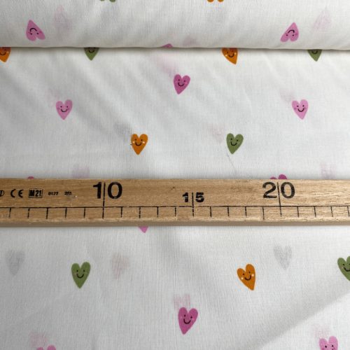 Pamutvászon, Szívecskék, Ekrü  