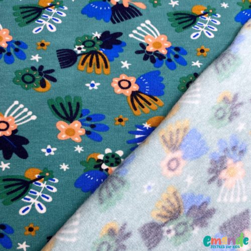 Extra puha, bolyhos futter (Soft sweat), Virágok, Türkiz  