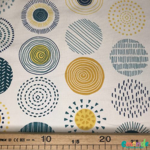 Dekorvászon,   Rajzolt körök (Kék), Tojáshéj szín