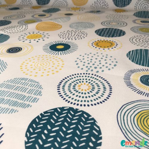 Dekorvászon,   Rajzolt körök (Kék), Tojáshéj szín