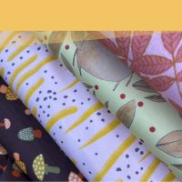 Őszi mintás pamut jersey